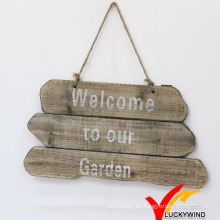 &quot;Bienvenido a nuestro jardín&quot; Casa de madera hecha a mano Vintage Wood Sign